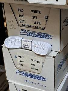 lot 3737 image: Lot of (2 Cases) ProGuard Pro 108 White Classic Hockey Laces 36-count ( 72 total items )