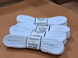 lot 3741 image: Lot of (18 Pairs) ProGuard Pro 120 White Classic Hockey Laces