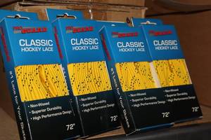 lot 3337 image: Lot of (18 Pairs) ProGuard 72 YellowBlack Classic Hockey Lace