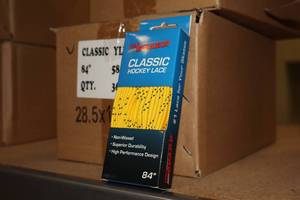 lot 3342 image: Lot of (1 Case) ProGuard 84 YellowBlack Classic Hockey Lace 36-count ( 36 total items )