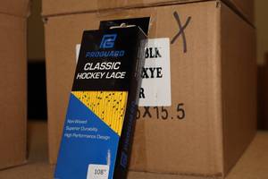 lot 3350 image: Lot of (1 Case) ProGuard 108 YellowBlack Classic Hockey Lace 36-count ( 36 total items )
