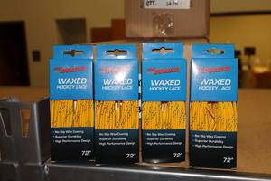 lot 3358 image: Lot of (18 Pairs) ProGuard 72 Waxed YellowBlack Hockey Lace