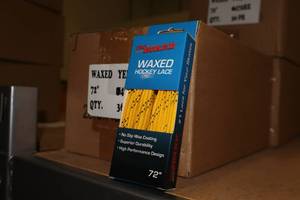 lot 3360 image: Lot of (1 Case) ProGuard 72 Waxed YellowBlack Hockey Lace 36-count ( 36 total items )