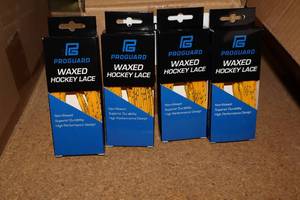 lot 3362 image: Lot of (18 Pairs) ProGuard 84 Waxed YellowBlack Hockey Lace