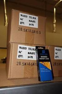 lot 3366 image: Lot of (2 Cases) ProGuard 84 Waxed YellowBlack Hockey Lace 36-count ( 72 total items )