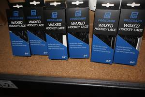 lot 3382 image: Lot of (50 Pairs) ProGuard 84 Waxed BlackWhite Hockey Lace