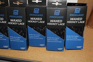 lot 3398 image: Lot of (20 Pairs) ProGuard 120 Waxed BlackWhite Hockey Lace