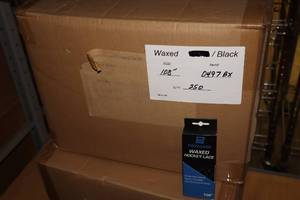 lot 3409 image: Lot of (250 Pairs) ProGuard 108 Waxed BlackWhite Hockey Lace