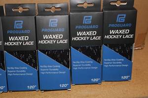 lot 3410 image: Lot of (20 Pairs) ProGuard 120 Waxed BlackWhite Hockey Lace