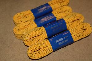 lot 3430 image: Lot of (18 Pairs) ProGuard Sonic Tip 84 Waxed Yellow Hockey Lace