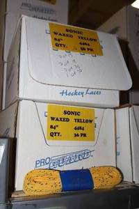 lot 3433 image: Lot of (2 Cases) ProGuard Sonic Tip 84 Waxed Yellow Hockey Lace 36-count ( 72 total items )