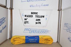 lot 3437 image: Lot of (1 Case) ProGuard Sonic Tip 96 Waxed Yellow Hockey Lace 36-count ( 36 total items )