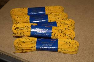 lot 3439 image: Lot of (18 Pairs) ProGuard Sonic Tip 108 Waxed Yellow Hockey Lace