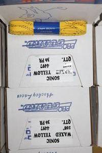 lot 3444 image: Lot of (2 Cases) ProGuard Sonic Tip 108 Waxed Yellow Hockey Lace 36-count ( 72 total items )