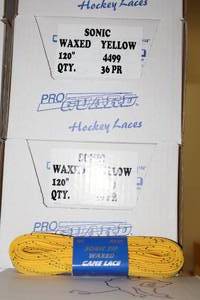 lot 3450 image: Lot of (2 Cases) ProGuard Sonic Tip 120 Waxed Yellow Hockey Lace 36-count ( 72 total items )