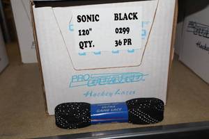 lot 3473 image: Lot of (1 Case) ProGuard Sonic Tip 120 Black Skate Laces 36-count ( 36 total items )