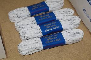 lot 3487 image: Lot of (11 Pairs) ProGuard Sonic Tip 84 Waxed White Skate Laces