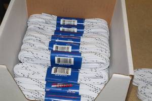 lot 3489 image: Lot of (18 Pairs) ProGuard Sonic Tip 84 Waxed White Skate Laces