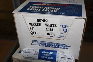 lot 3491 image: Lot of (1 Case) ProGuard Sonic Tip 84 Waxed White Skate Laces 36-count ( 36 total items )