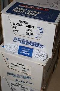 lot 3494 image: Lot of (2 Cases) ProGuard Sonic Tip 84 Waxed White Skate Laces 36-count ( 72 total items )