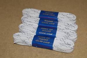 lot 3497 image: Lot of (18 Pairs) ProGuard Sonic Tip 120 Waxed White Skate Laces