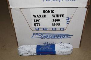 lot 3499 image: Lot of (1 Case) ProGuard Sonic Tip 120 Waxed White Skate Laces 36-count ( 36 total items )