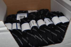 lot 3524 image: Lot of (11 Pairs) ProGuard 96 Black Classic Hockey Laces