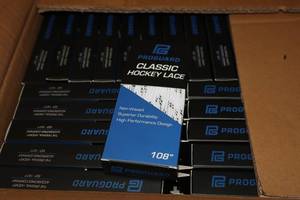 lot 2938 image: Lot of (50 Pairs) ProGuard 108 White Classic Hockey Lace
