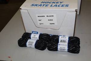 lot 2945 image: Lot of (18 Pairs) ProGuard 84 Waxed Black Hockey Skate Laces