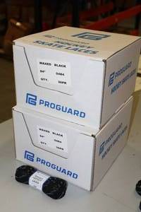 lot 2953 image: Lot of (2 Cases) ProGuard 84 Waxed Black Hockey Skate Laces Pair 36-count ( 72 total items )