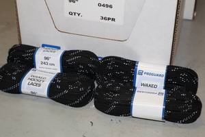 lot 2955 image: Lot of (18 Pairs) ProGuard 96 Waxed Black Hockey Skate Laces