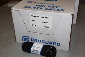 lot 2963 image: Lot of (1 Case) ProGuard 96 Waxed Black Hockey Skate Laces Pair 36-count ( 36 total items )