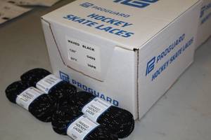 lot 2995 image: Lot of (1 Case) ProGuard 120 Waxed Black Hockey Skate Laces Pair 36-count ( 36 total items )