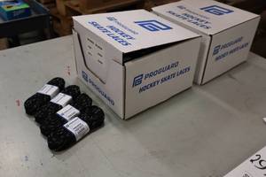 lot 2984 image: Lot of (2 Cases) ProGuard 108 Waxed Black Hockey Skate Laces Pair 36-count ( 72 total items )
