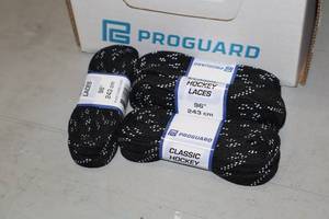 lot 3017 image: Lot of (18 Pairs) ProGuard 96 Black Classic Hockey Laces