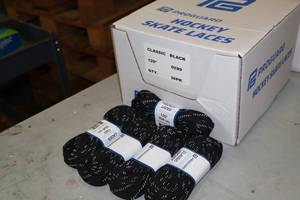 lot 3060 image: Lot of (1 Case) ProGuard 120 Black Classic Hockey Laces 36-count ( 36 total items )