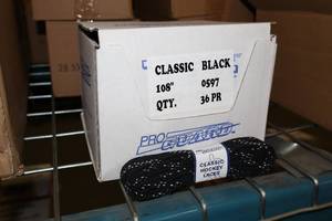 lot 3077 image: Lot of (1 Case) ProGuard 108 Black Classic Hockey Laces 36-count ( 36 total items )