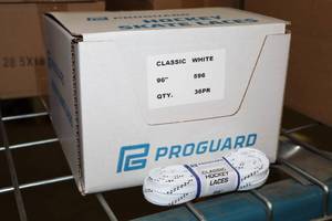 lot 3093 image: Lot of (1 Case) ProGuard 96 White Classic Hockey Laces 36-count ( 36 total items )