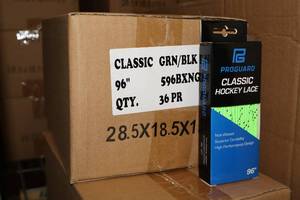 lot 3102 image: Lot of (1 Case) ProGuard 96 GreenBlack Classic Hockey Lace 36-count ( 36 total items )