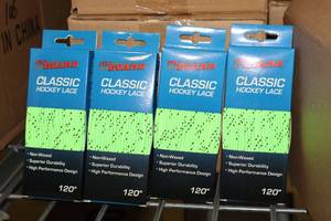 lot 3114 image: Lot of (18 Pairs) ProGuard 120 GreenBlack Classic Hockey Lace
