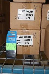 lot 3120 image: Lot of (2 Cases) ProGuard 120 GreenBlack Classic Hockey Lace 36-count ( 72 total items )