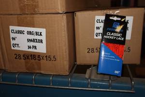 lot 3129 image: Lot of (2 Cases) ProGuard 96 OrangeBlack Classic Hockey Lace 36-count ( 72 total items )