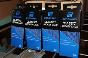 lot 3160 image: Lot of (18 Pairs) ProGuard 72 BlueBlack Classic Hockey Lace