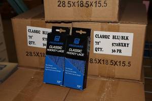 lot 3166 image: Lot of (2 Cases) ProGuard 72 BlueBlack Classic Hockey Lace 36-count ( 72 total items )