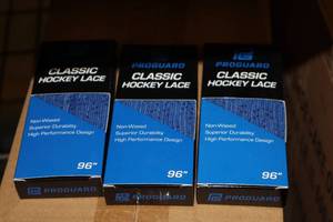 lot 3168 image: Lot of (3 Pairs) ProGuard 96 BlueBlack Classic Hockey Lace