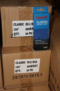 lot 3193 image: Lot of (2 Cases) ProGuard 120 BlueBlack Classic Hockey Lace 36-count ( 72 total items )