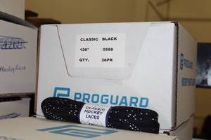 lot 3539 image: Lot of (1 Case) ProGuard 120 Black Classic Hockey Laces 36-count ( 36 total items )