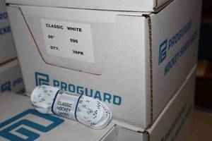lot 3554 image: Lot of (1 Case) ProGuard 96 White Classic Hockey Laces 36-count ( 36 total items )
