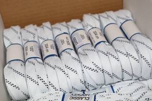 lot 3556 image: Lot of (10 Pairs) ProGuard 120 White Classic Hockey Laces