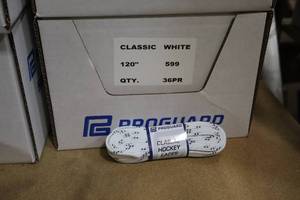 lot 3560 image: Lot of (1 Case) ProGuard 120 White Classic Hockey Laces 36-count ( 36 total items )